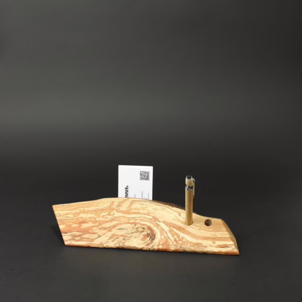 Vistienkarten halter in naturbelassener Form, mit Nur für Visitenkarten und Stifthalter. Erle